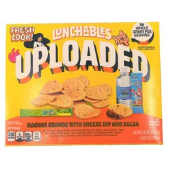 Lunchables Uploaded Nachos Grande with Cheese Dip and Salsa Snack Kit, 13.92 oz Box