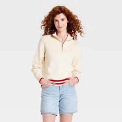 Women's Americana Collared Pullover Sweater - Universal Thread™ Cream M