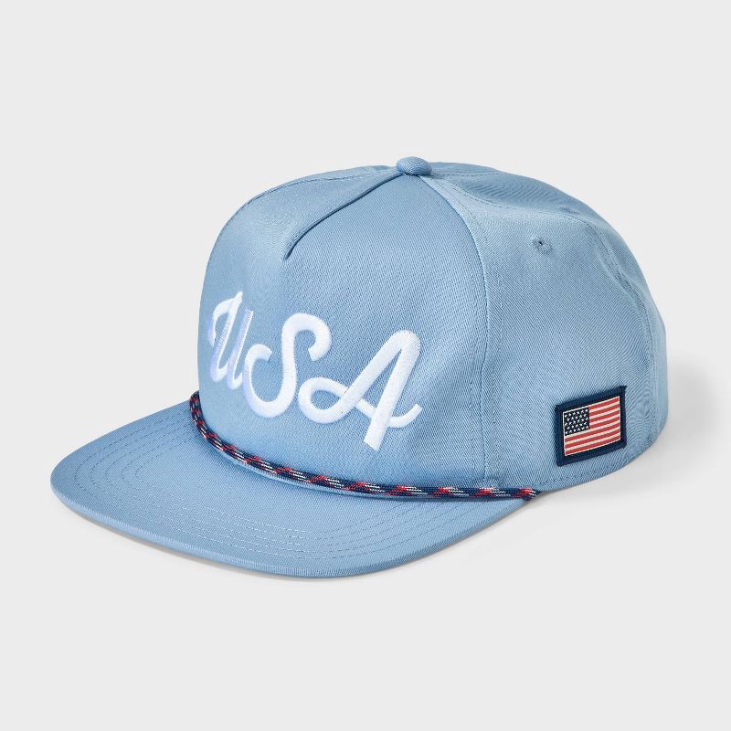 slide 1 of 4, Men's 5 Panel USA Baseball Hat - Goodfellow & Co™ Blue, 1 ct