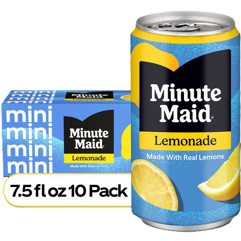 slide 1 of 8, Minute Maid Lemonade - 10pk/7.5oz Mini Cans, 10 ct; 7.5 oz