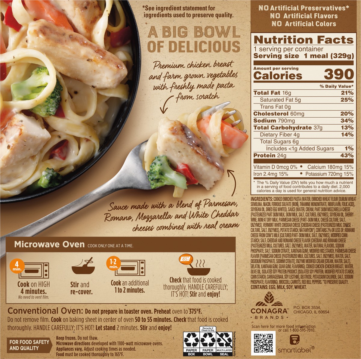 slide 5 of 13, Marie Callender's Grilled Chicken Alfredo Bake Bowl, Frozen Meal, 11.6 oz., 11.60 oz