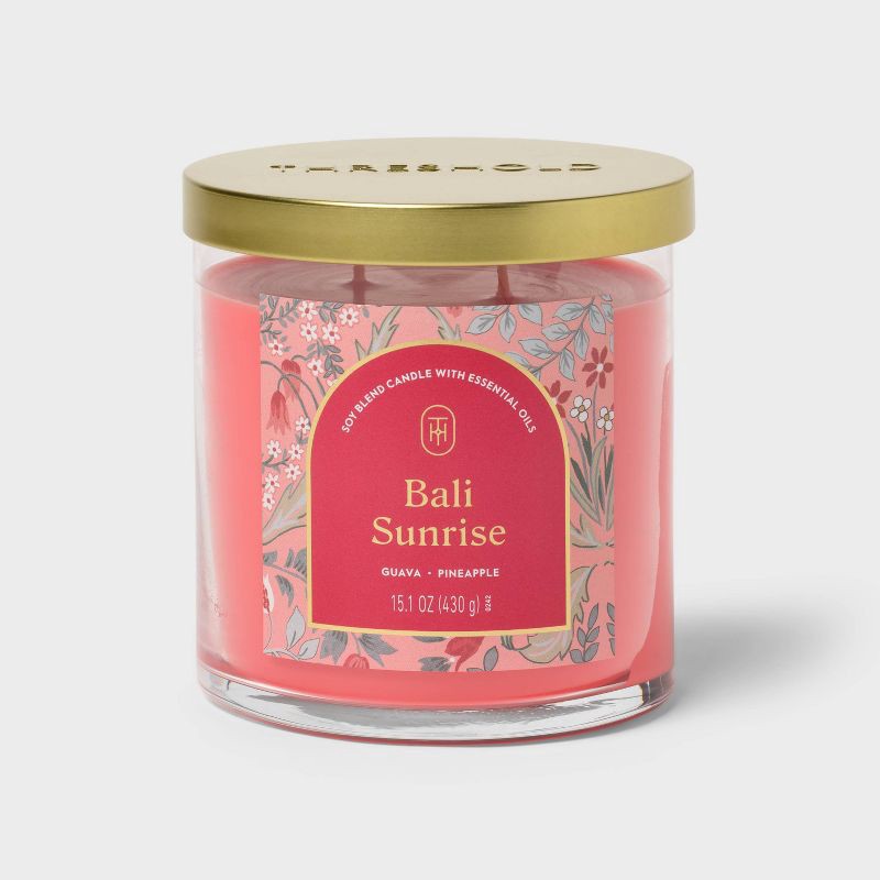 slide 1 of 3, 15.1oz 2-Wick Lidded Glass Jar Candle Bali Sunrise - Threshold™, 15.1 oz