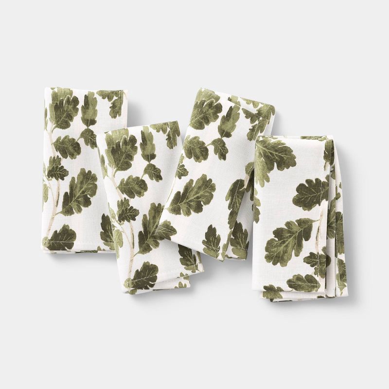 slide 1 of 4, 4pk Leaf Print Napkins - Threshold™, 4 ct