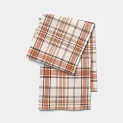 72"x14" Plaid Table Runner Tan - Threshold™