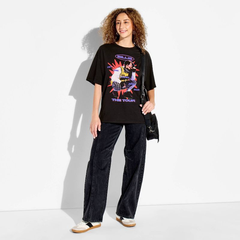 slide 1 of 3, Billie Eilish Women's Short Sleeve Billie The Tour Graphic T-Shirt - Black XL, 1 ct