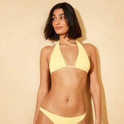 Demetra Dias with Wild Fable Women's Medium Coverage Textured Tall Triangle Bikini Top - Yellow S