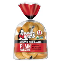 Dave's Killer Bread Plain Awesome Organic Mini Bagels - 15.6oz/12ct