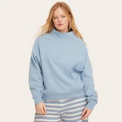 Women's Snap Mockneck Popover Sweatshirt - Parke x Target Light Blue L/XL
