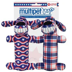 Multipet Loofa Americana Stars Stripes and Plaid Interactive Plush Dog Toy