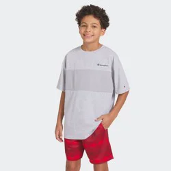 Champion Boys' Oversized Mesh Panel T-Shirt - Heathered Gray S