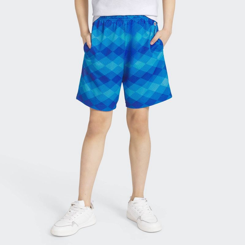 slide 1 of 2, Champion Boys' Diamond Print Mesh Shorts - Blue XL, 1 ct