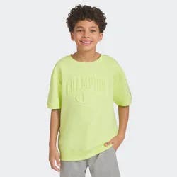 Champion Boys' Oversized Logo French Terry Crewneck Shirt - Lemon Yellow XL