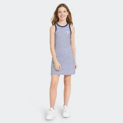 Champion Girls' High Neck Ribbed Gingham Tank Dress - Dark Blue XL