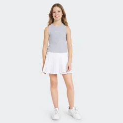 Champion Girls' Logo High Neck Ribbed Tank Top - Heathered Gray M