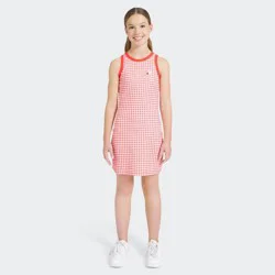 Champion Girls' High Neck Ribbed Gingham Tank Dress - Red XL