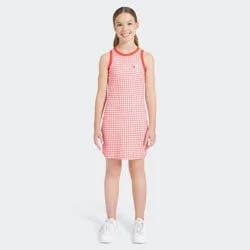 Champion Girls' High Neck Ribbed Gingham Tank Dress - Red XL