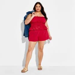 Women's Eyelet Flyaway Tube Top - Wild Fable™ Dark Red XXL
