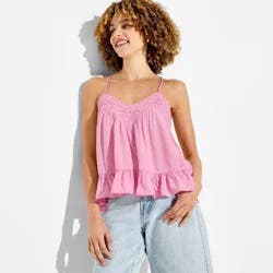 Women's Trapeze Lace Trim Cami - Wild Fable™ Blush L