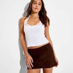 Women's Pull-On Linen Mini Skort - Wild Fable™ Brown S