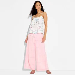 Women's Low-Rise Patchwork Embroidered Wide Leg Pants - Wild Fable™ Light Pink XS