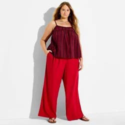 Women's Low-Rise Baggy Leg Linen Pull-On Pants - Wild Fable™ Red XXL