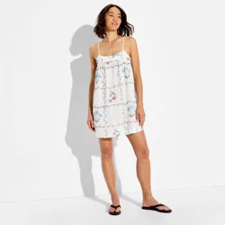Women's Mini Trapeze Ruffle Edge A-Line Dress - Wild Fable™ White S
