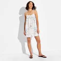 Women's Mini Trapeze Ruffle Edge A-Line Dress - Wild Fable™ White S