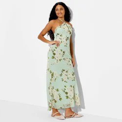 Women's Ruffle Maxi Empire Waist Dress - Wild Fable™ Green Floral S