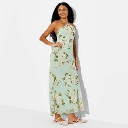 Women's Ruffle Maxi Empire Waist Dress - Wild Fable™ Green Floral S