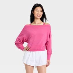 Women's Modal Fleece Off The Shoulder Sweatshirt - All In Motion™ Pink M