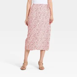 Women's Linen Midi Wrap Skirt - A New Day™ Red M