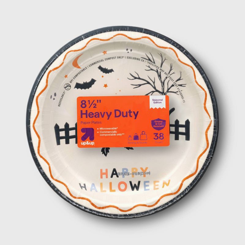 slide 1 of 3, Halloween Happy Disposable Plates 8.5" - 38ct - up&up™, 8.5 in; 38 ct