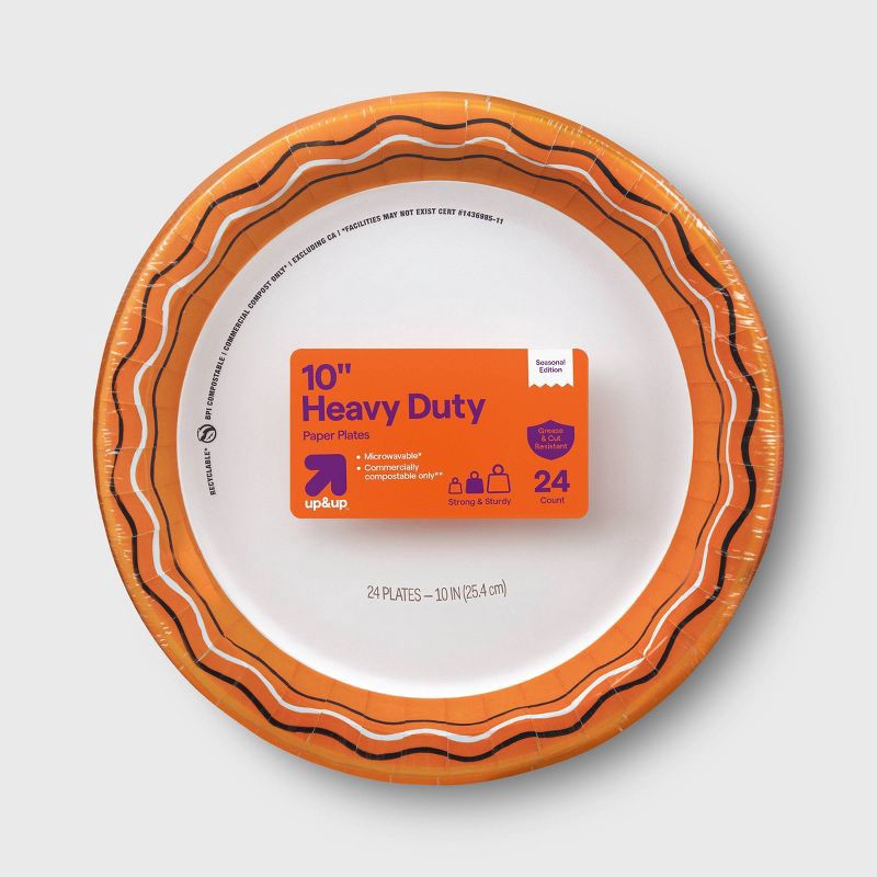 slide 1 of 3, Halloween Orange Disposable Plates 10" - 24ct - up&up™, 10 in; 24 ct