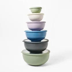 12pc (Set of 6) Plastic Mixing Bowl Set with Lids - Figmint™