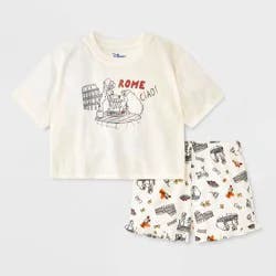 Girls' 2pc Lady and the Tramp T-Shirt and Shorts Pajama Set - White L