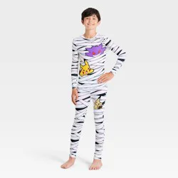 Boys' 2pc Halloween Pokemon Tight Fit Long Sleeve Pajama Set - White 6