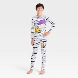 Boys' 2pc Halloween Pokemon Tight Fit Long Sleeve Pajama Set - White 6
