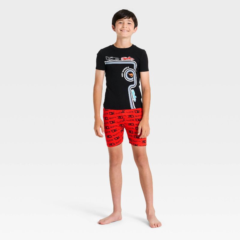 slide 1 of 4, Boys' 4pc Hot Wheels Snug Fit Pajama Set - Black 8, 4 ct