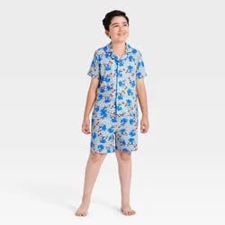 Boys' 2pc Sonic the Hedgehog Button-Down Pajama Set - Gray M