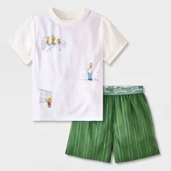 Boys' 2pc The Simpsons T-Shirt and Shorts Pajama Set - Green S