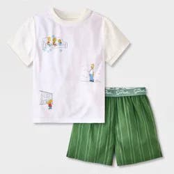 Boys' 2pc The Simpsons T-Shirt and Shorts Pajama Set - Green M