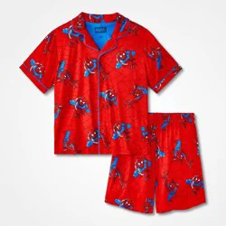 Boys' 2pc Spider-Man Button-Down Pajama Set - Red M