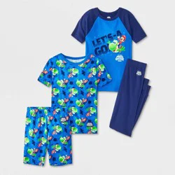 Boys' 4pc Super Mario Galaxy T-Shirt and Shorts Pajama Set - Blue 10