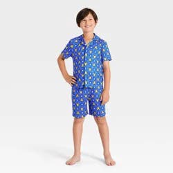 Boys' 2pc Pokemon Button-Down Pajama Set - Blue L