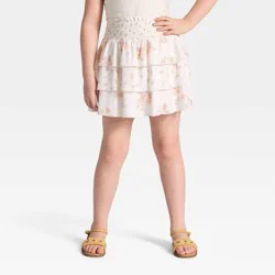 Girls' Tiered Floral Min Skirt - Cat & Jack™ Cream XL