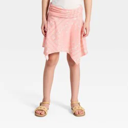 Girls' Handkerchief Hem Bandana Printed Mini Skirt - Cat & Jack™ Coral XL