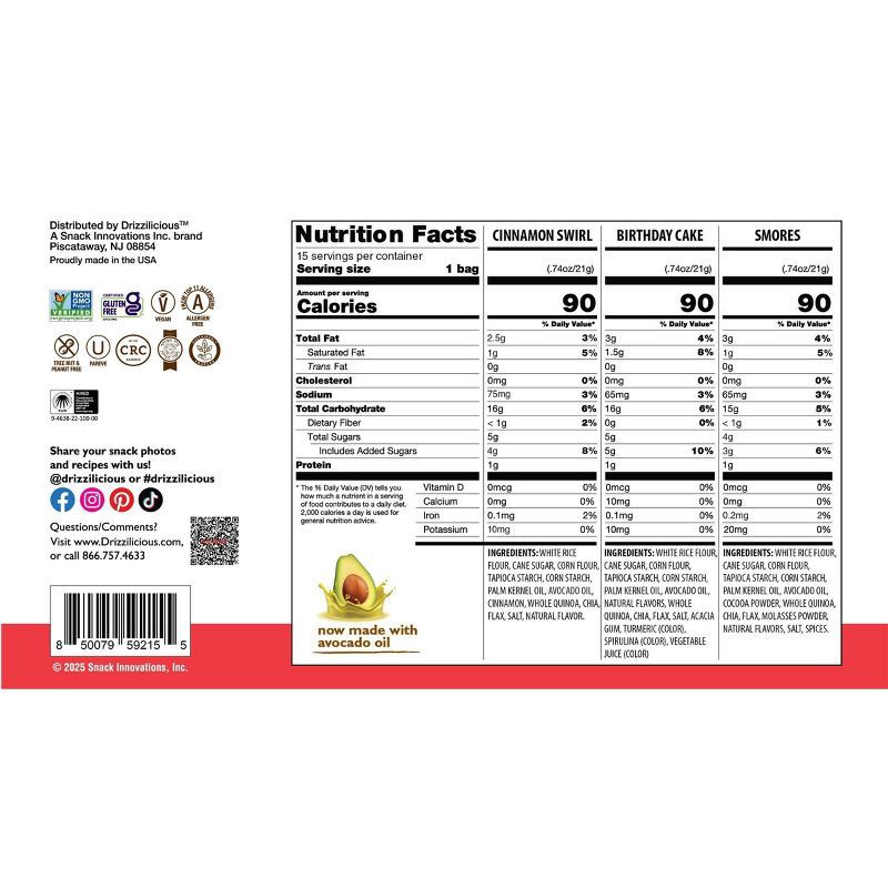 slide 2 of 5, Drizzilicious Drizzled Mini Rice Cake Variety Pack - 11.1oz/15ct, 11.1 oz, 15 ct
