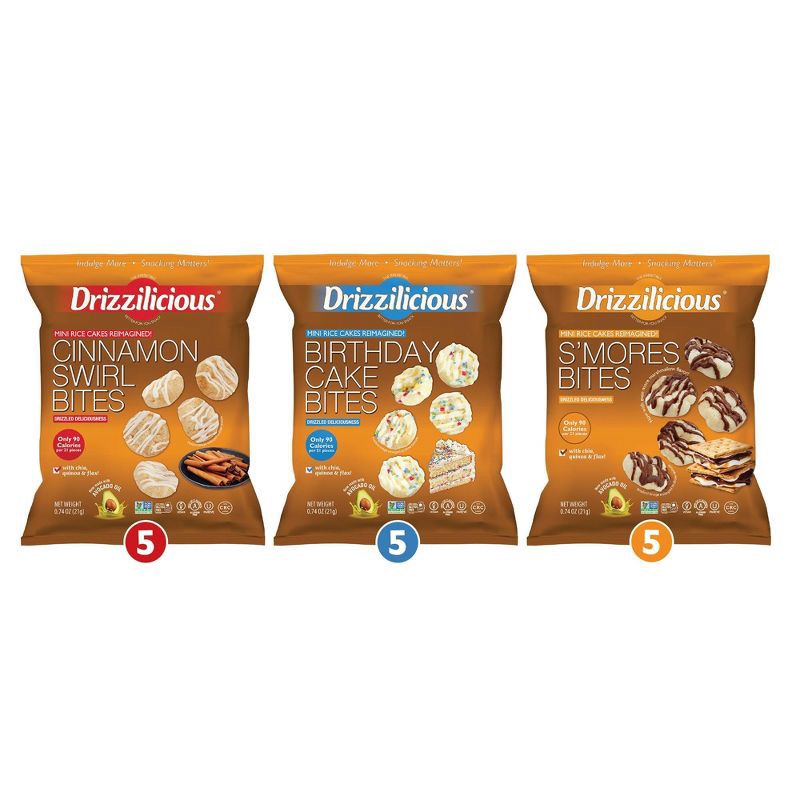 slide 3 of 5, Drizzilicious Drizzled Mini Rice Cake Variety Pack - 11.1oz/15ct, 11.1 oz, 15 ct