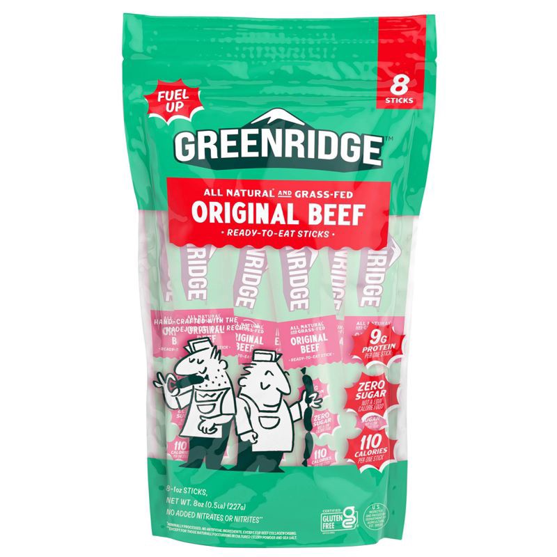 slide 1 of 4, Greenridge Original Beef Meat Sticks Multipack - 9g Protein - 8oz, 9 gram, 8 oz