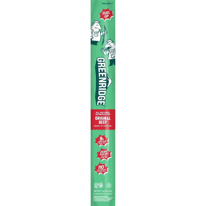 slide 1 of 3, Greenridge Original Beef Single Meat Stick - 9g Protein - 1oz, 9 gram, 1 oz